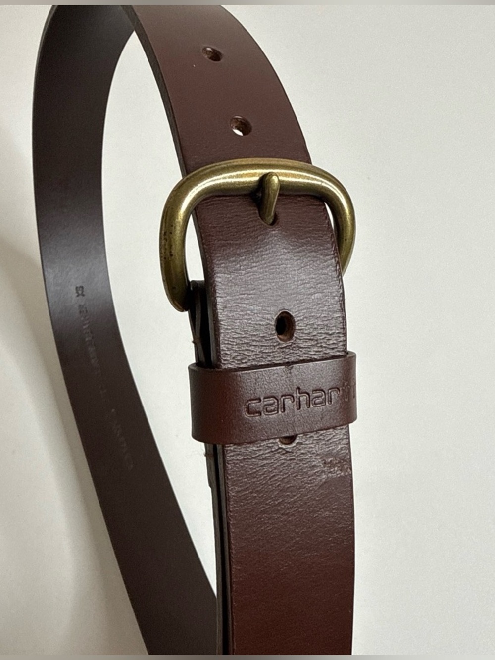 Carhartt Brown Genuine Leather Belt Brass Buckle Size XS Unisex